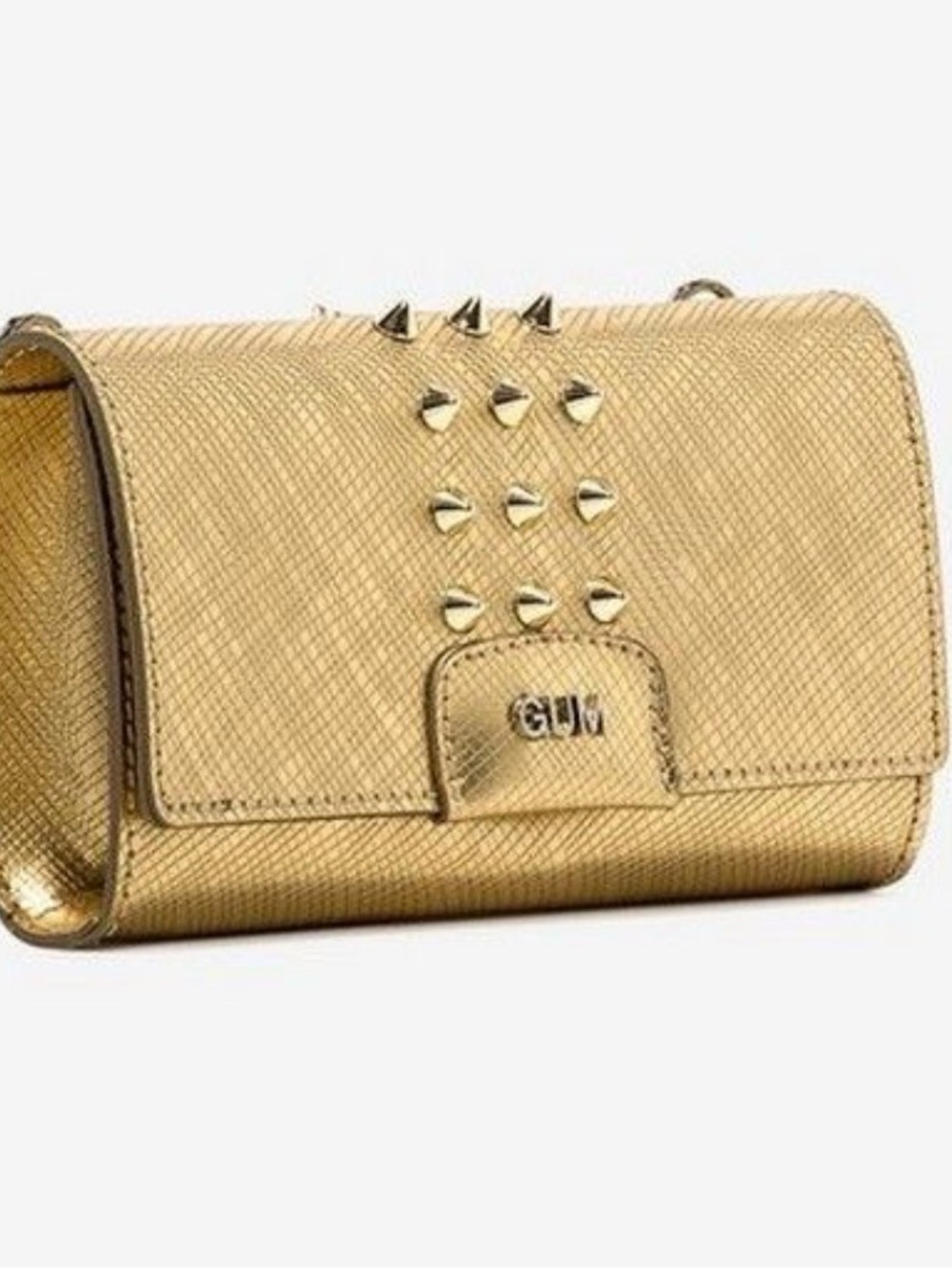 NWT Italian GUM Design Gianni Chiarini Gold Studded Metallic Clutch